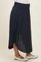 Midnight Smocked Waist Rounded Hem Maternity Skirt
