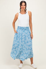 Light Blue Printed Smocked Waistband Skirt