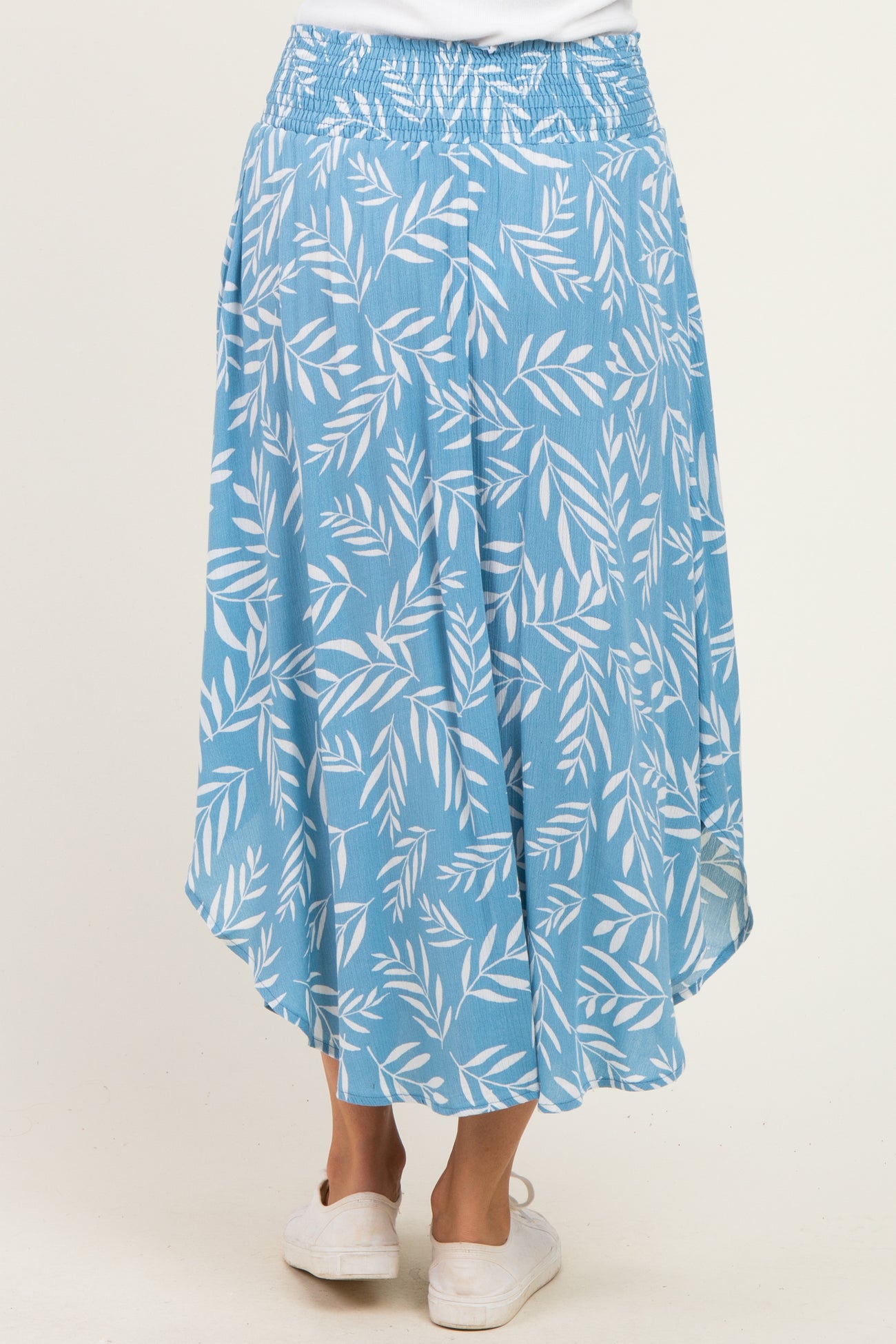 Light Blue Printed Smocked Waistband Skirt