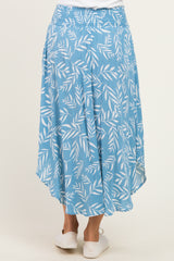 Light Blue Printed Smocked Waistband Skirt
