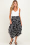 Black Printed Smocked Waistband Maternity Skirt