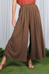 Brown Cropped Wide Leg Pants