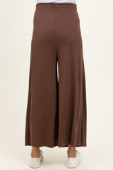 Brown Cropped Wide Leg Maternity Pants