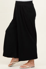 Black Cropped Wide Leg Maternity Pants