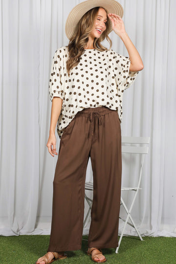 Brown Drawstring Waistband Pants