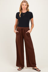 Brown Drawstring Waistband Maternity Pants