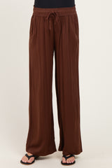 Brown Drawstring Waistband Maternity Pants