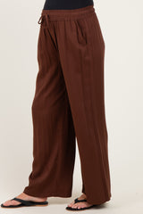 Brown Drawstring Waistband Maternity Pants