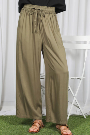 Olive Drawstring Waistband Pants