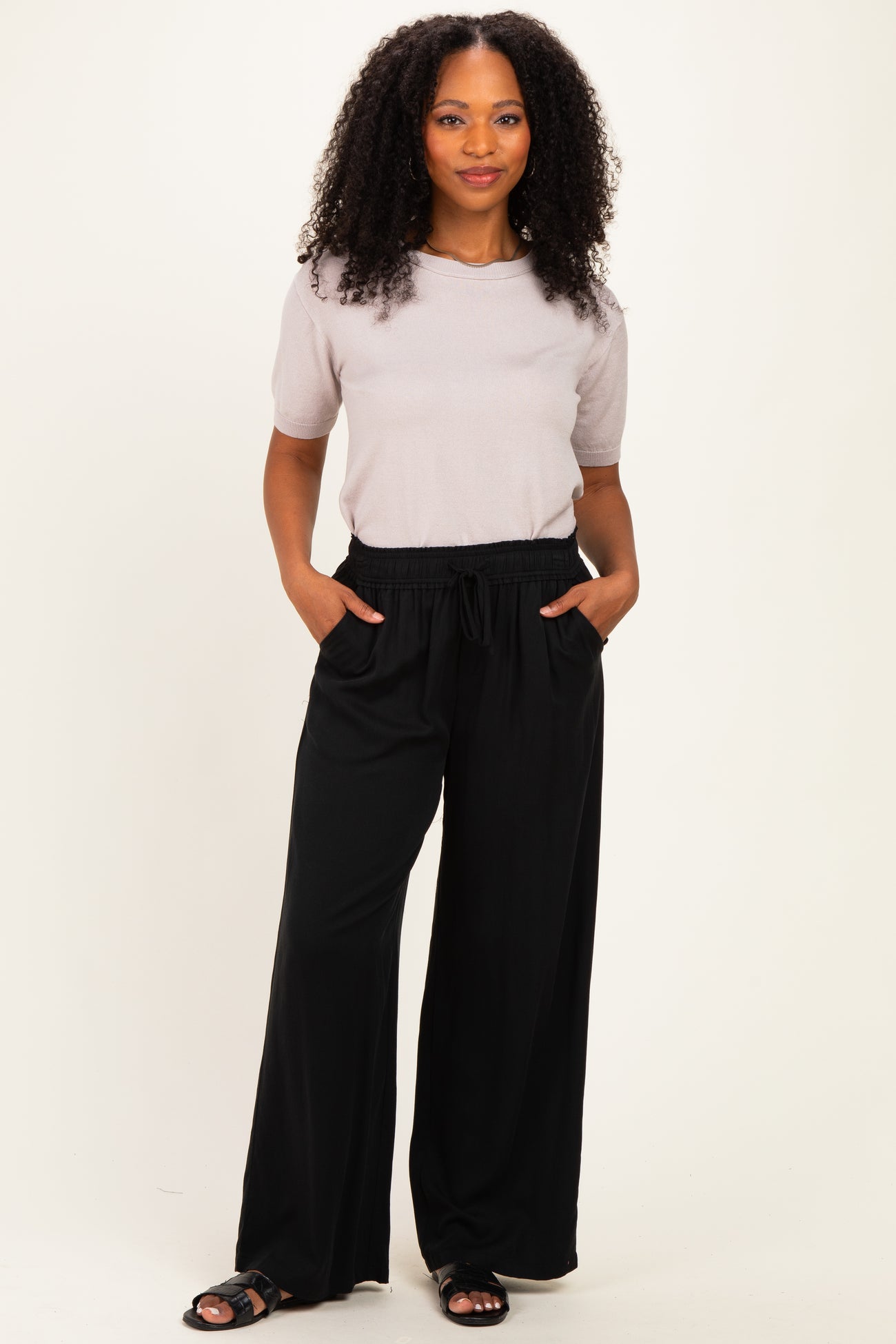 Black Drawstring Waistband Pants