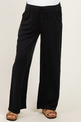 Black Drawstring Waistband Maternity Pants