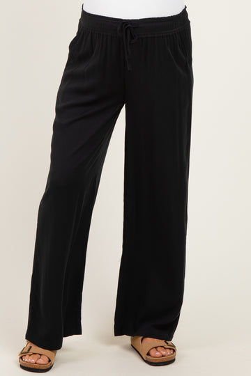 Black Drawstring Waistband Maternity Pants