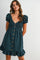 Dark Green Gingham Button Accent Mini Dress