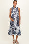 Navy Floral Belted Sleeveless Maternity Shirt Dress