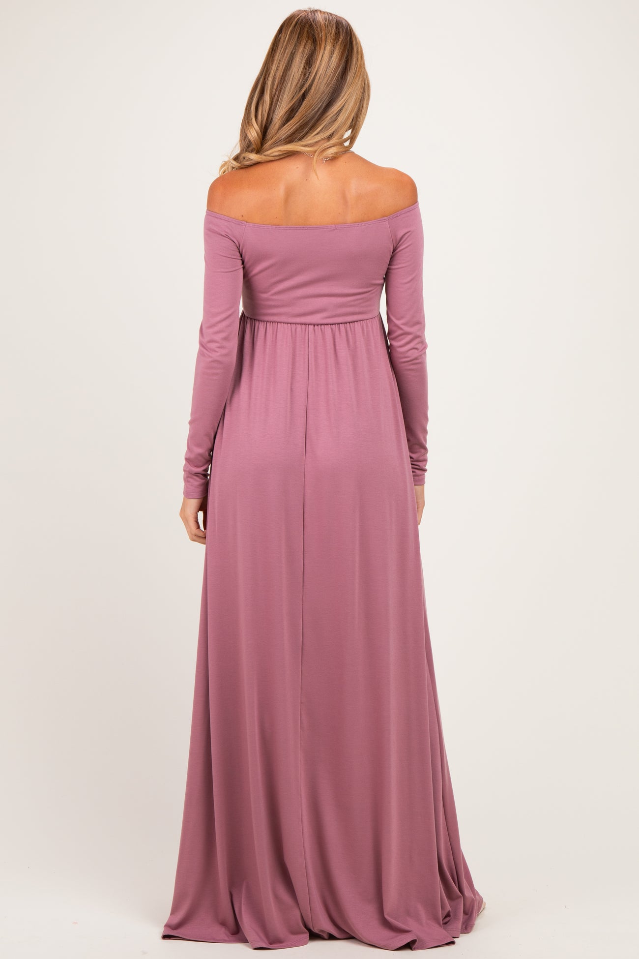 PinkBlush Mauve Off Shoulder Maternity Maxi Dress