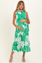 Green Floral Belted Sleeveless Maternity Shirt Dress