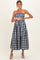 Navy Gingham Strapless Maternity Midi Dress