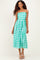 Green Gingham Strapless Midi Dress