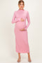 Mauve Ruffle Mock Neck Long Sleeve Maternity Midi Dress