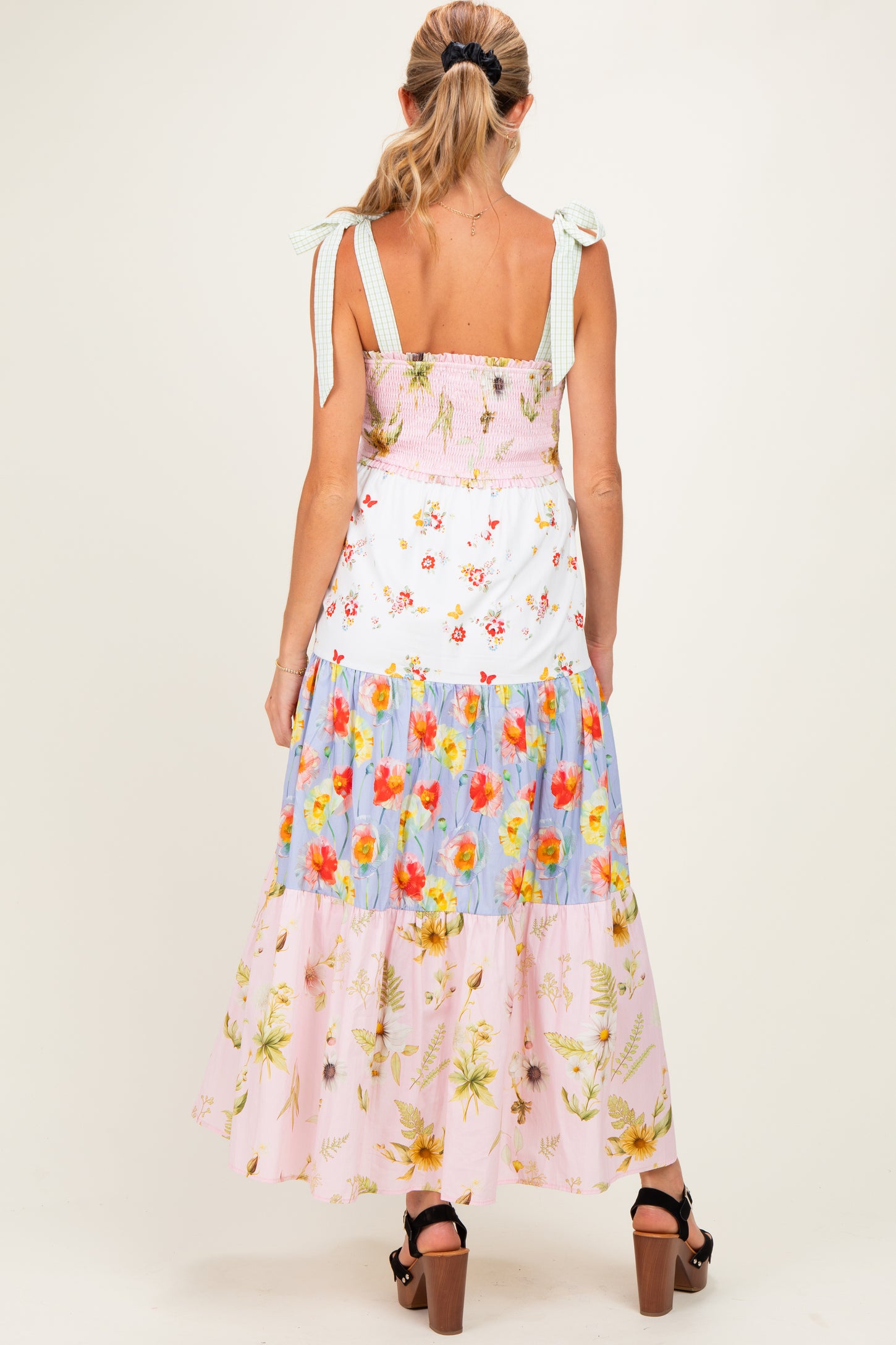 Floral Vintage Garden Maternity Tiered Maxi Dress