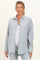 Blue Oversized Striped Button Down Long Sleeve Maternity Shirt