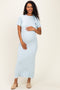 Sky Tie Neck Short Sleeve Knit Maternity Dress