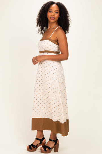 Natural Polka Dot Maxi Dress