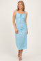 Light Blue Sleeveless Lace Midi Dress