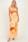 Peach Floral Deep V-Neck Maxi Dress