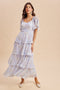 Periwinkle Floral Flounce Tiered Maxi Dress