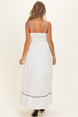 Off-White Lace Ribbon Detail Maternity Maxi Dress
