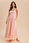 Soft Pink Lace Ribbon Detail Maxi Dress