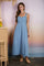 Light Denim Floral Button Down Midi Dress