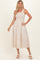 Khaki Striped Smocked Sleeveless Midi Dress