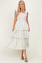 Ivory Floral Smocked Flowy Tier Midi Dress