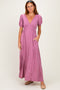 Mauve Floral V-Neck Short Sleeve Maxi Dress