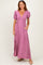 Mauve Floral V-Neck Short Sleeve Maxi Dress