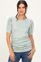 Sage Floral Short Sleeve Ribbed Top