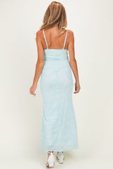 Mint Floral Sleeveless V-Neck Maternity Maxi Dress