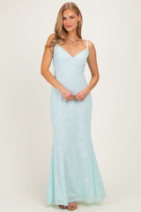 Mint Floral Sleeveless V-Neck Maxi Dress
