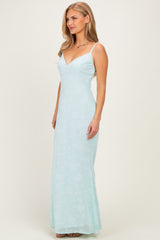 Mint Floral Sleeveless V-Neck Maxi Dress