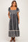 Black Floral Border Print Flutter Sleeve Maternity Maxi Dress