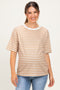 Tan Ivory Stripe Relaxed Fit Maternity Tee
