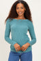 Forest Green Ribbed Scoop Neck Long Sleeve Top
