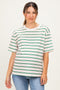 Green Multi Stripe Relaxed Maternity Tee