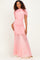 Rose Draped Bodice Ruched Mesh Maxi Dress