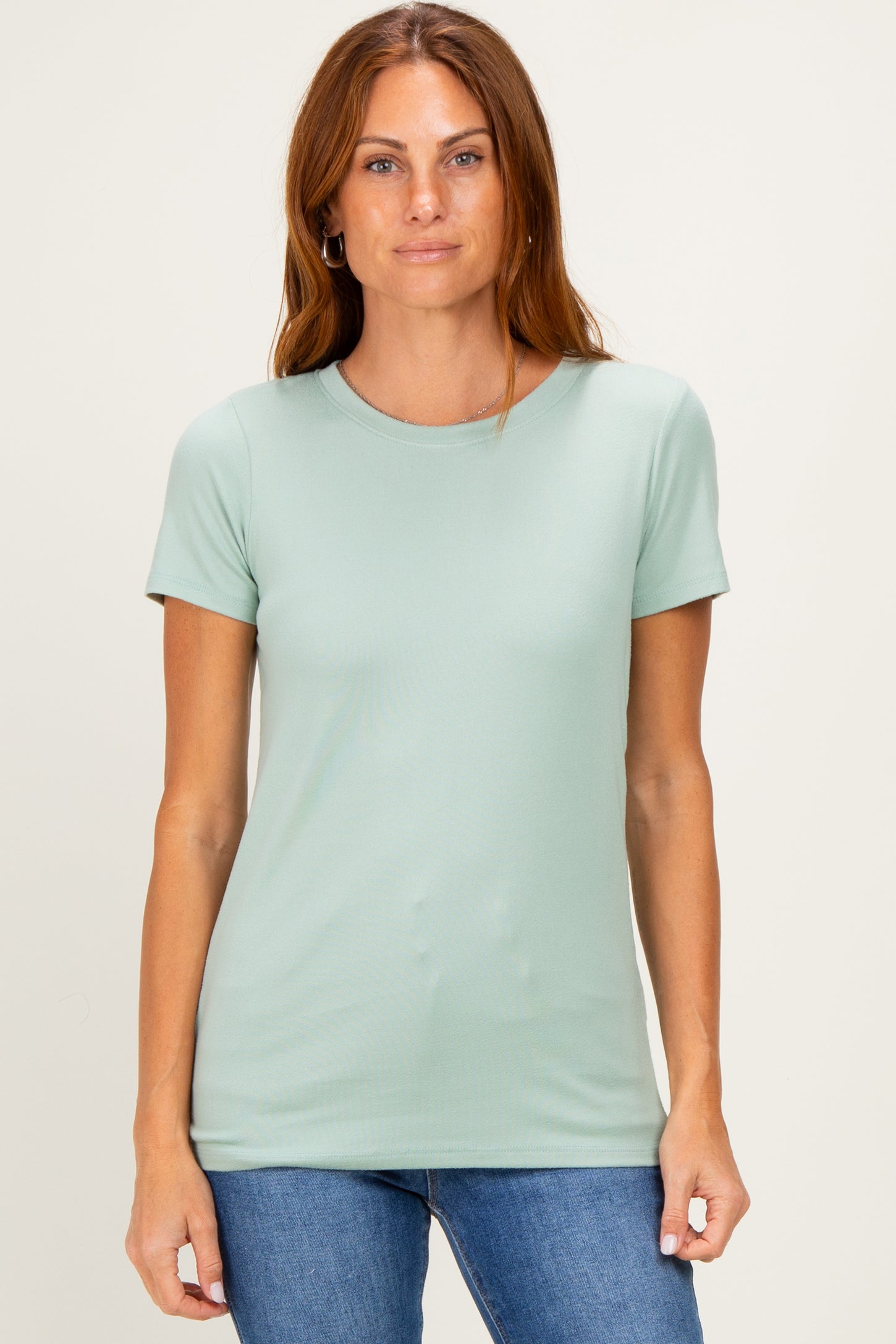 Mint Basic Crew Neck Maternity Tee