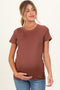 Rust Basic Crew Neck Maternity Tee