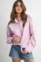 Pink Striped Long Sleeve Button Down Shirt