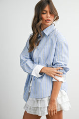 Blue Striped Long Sleeve Button Down Shirt
